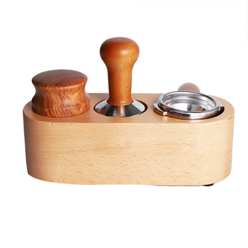 Trio Wooden Coffee Tamper Station And Portafilter Holder